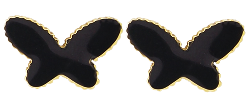 Aretes mariposa gold con centro negro - Flip image view