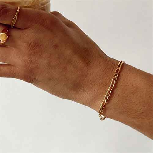 Brazalete Dorado Tejido Figaro 18 cm - Flip image view