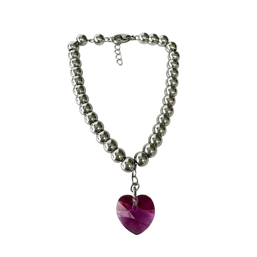 Brazalete balines con dije en piedra Swarovski - Flip image view