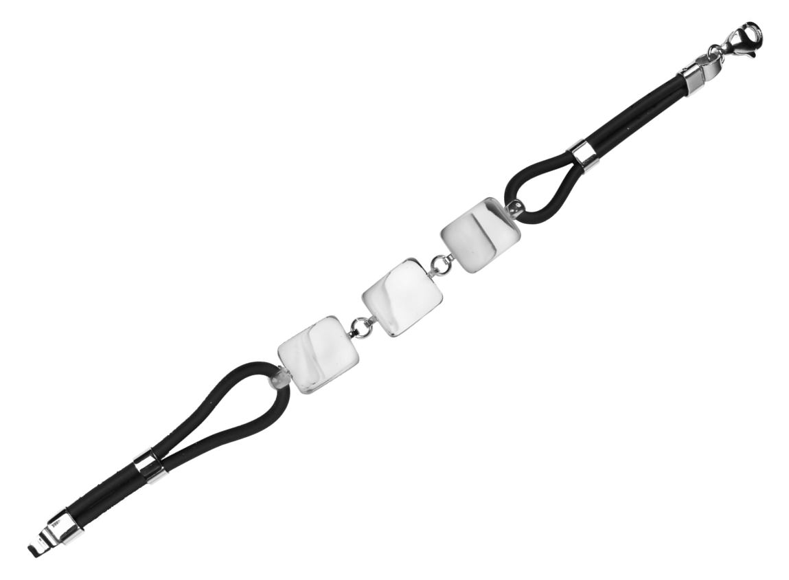 Brazalete silueta de cuadros  PU Negro - Flip image view