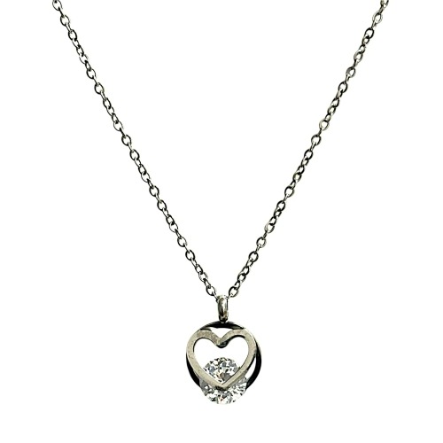 Collar Corazón Tono Acero - Flip image view