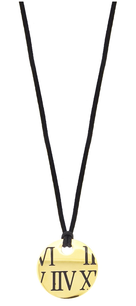Collar de Acero IP (Dorado-negro) cordón negro - Flip image view