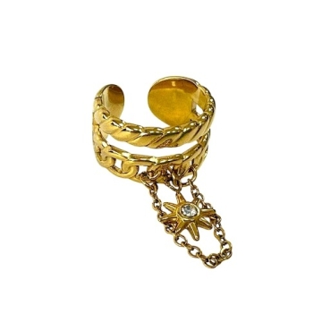 Anillo Ajustable con encanto de cadena