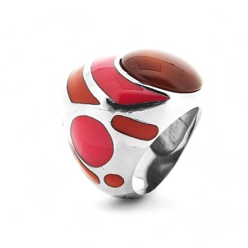Anillo de Acero, piedra multicolor