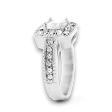 Anillo solitario de Acero, piedra circular, zirconias