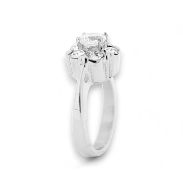Anillo solitario de Acero, piedra circular., zirconias