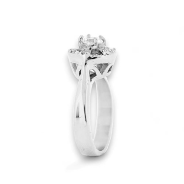 Anillo solitario de Acero, piedra circular, zirconias