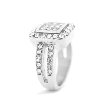Anillo solitario de Acero, zirconias