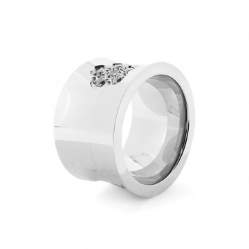 Anillo de Acero, figuras de flor, zirconia