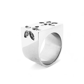Anillo de Acero, figuras de flor, zirconia