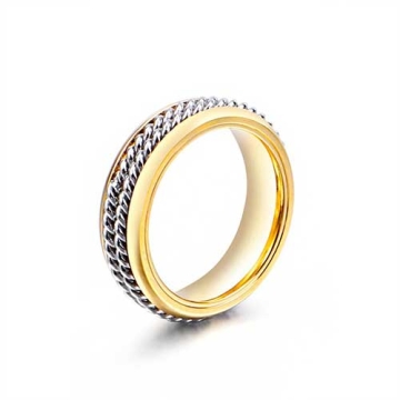 Anillo de Acero Tono Dorado