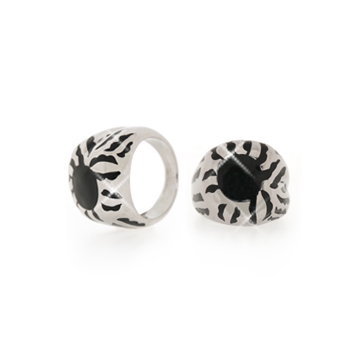 Anillo de Acero, esmalte Negro