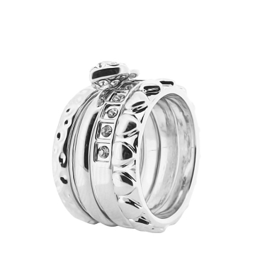 Anillo de Rodio, cuatro piezas, colgante de corazón y zirconia
