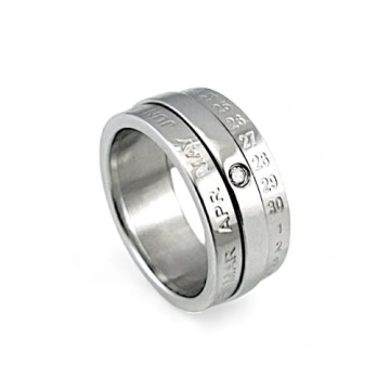 Anillo de Acero, días y meses del año, zirconia