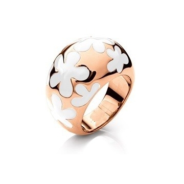 Anillo de Acero, tono rosa, esmalte blanco