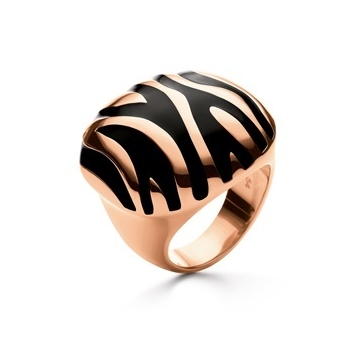 Anillo de Acero, tono rosa, esmalte negro