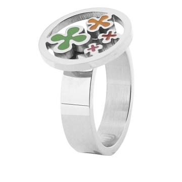 Anillo de Acero, forma de flor, color multicolor