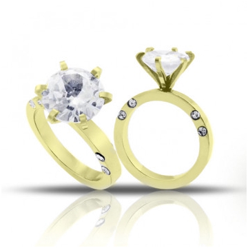 Anillo de Acero, tono dorado, piedra circular