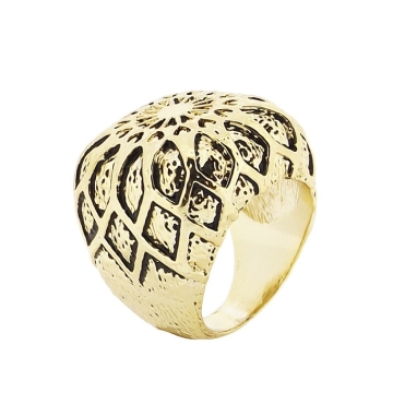 Anillo de Rodio, tono dorado, esmalte negro