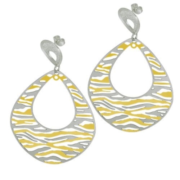 Aretes largos figura tejida dos tonos