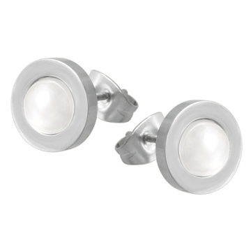 Aretes stud centro perla blanca