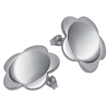 Aretes flor centro piedra ojo de gato