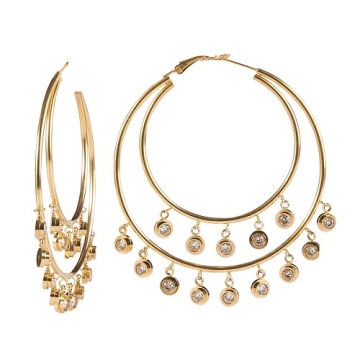 Aretes hoop con encantos de zircón