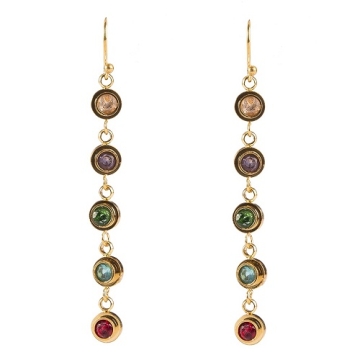 Aretes drop gold zirconias multicolor