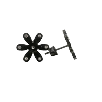 Aretes flor margaritas negras