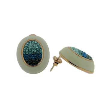 Aretes stud esmalte blanco y zirconias