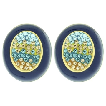 Aretes stud esmalte azul y zirconias