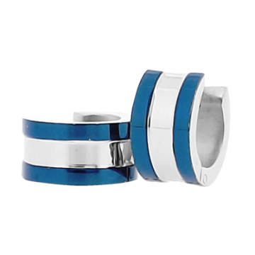 Aretes de Acero Huggie Tono Azul