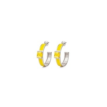 Aretes hoop esmalte amarillo zircón amarillo