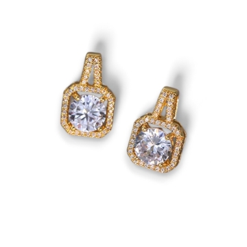 Arete de Acero Dorado con Cristal Circular