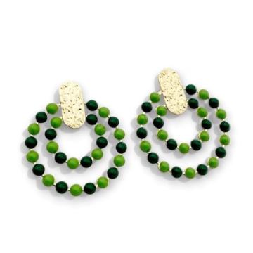 Aretes Circulares Piedras Tono Verde