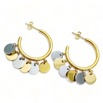 Aretes de Acero Tono Dorado