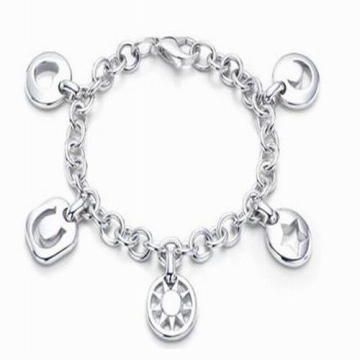 Brazalete encantos circulares Baño de Plata 925