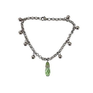 Brazalete Tono Acero con Dije Swarovski verde