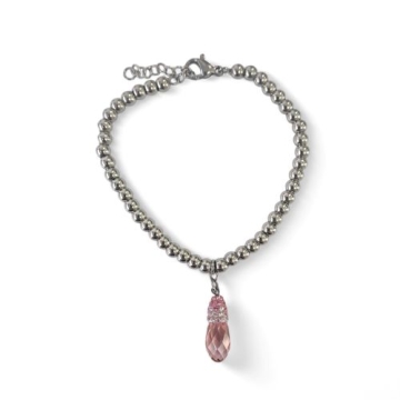 Brazalete Tono Acero Piedra Swavroski Rosado