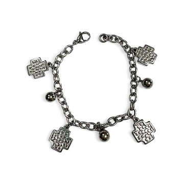 Brazalete de Acero dijes Cruz y balines