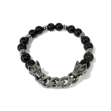 Brazalete Piedras en Negro Caballero