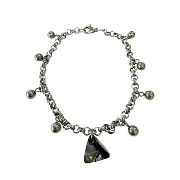 Brazalete Balines y encanto de piedra swarovski