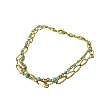 Brazalete doble con mini piedras en turquesa