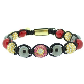 Brazalete ajustable balin en Rojo Negro y zirconia