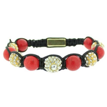 Brazalete ajustable balin en rojo y zirconia