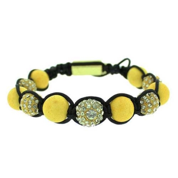 Brazalete ajustable balin amarillas y zirconia