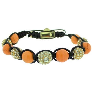 Brazalete ajustable balin naranja y zirconia