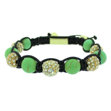 Brazalete ajustable balin verdes y zirconia