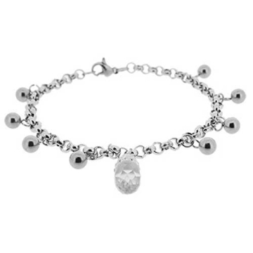Brazalete con balines y piedra transparente swarovski y zirconias