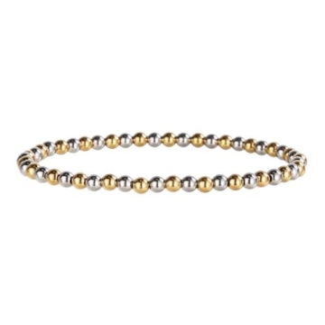 Brazalete de Acero en Dos Tonos Esferas 4 mm